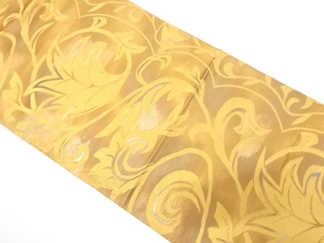 JAPANESE KIMONO / ANTIQUE FUKURO OBI / SILK / WOVEN ARABESQUE